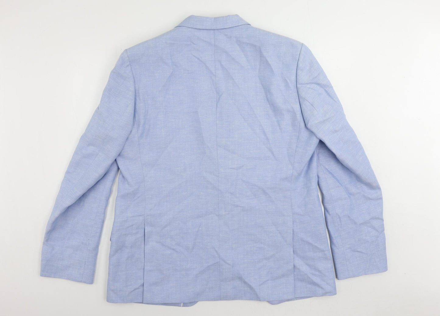 Marks and Spencer Mens Blue Linen Jacket Suit Jacket Size 48 Regular