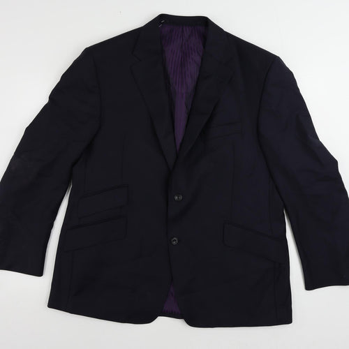 Marks and Spencer Mens Blue Striped Wool Jacket Suit Jacket Size 44 Regular