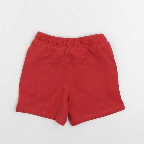 Marks and Spencer Boys Red Cotton Sweat Shorts Size 4-5 Years Regular Drawstring