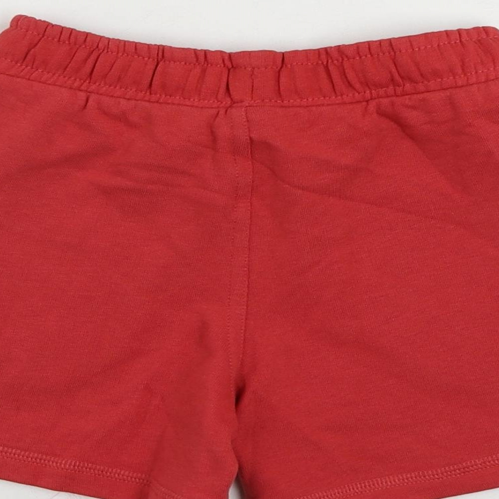 Marks and Spencer Boys Red Cotton Sweat Shorts Size 4-5 Years Regular Drawstring