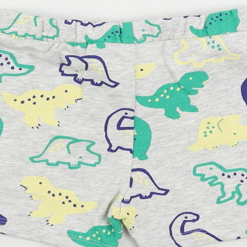 Marks and Spencer Baby Grey Geometric Cotton Cropped Trousers Size 9-12 Months Drawstring - Dinosaur Print
