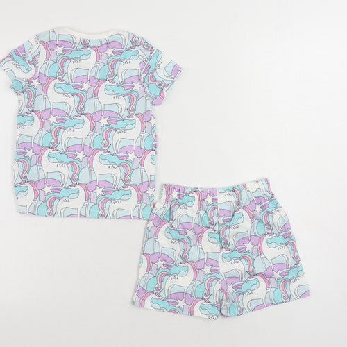 Marks and Spencer Girls Multicoloured Geometric Cotton Set Pyjama Set Size 18-24 Months Pullover - Unicorn