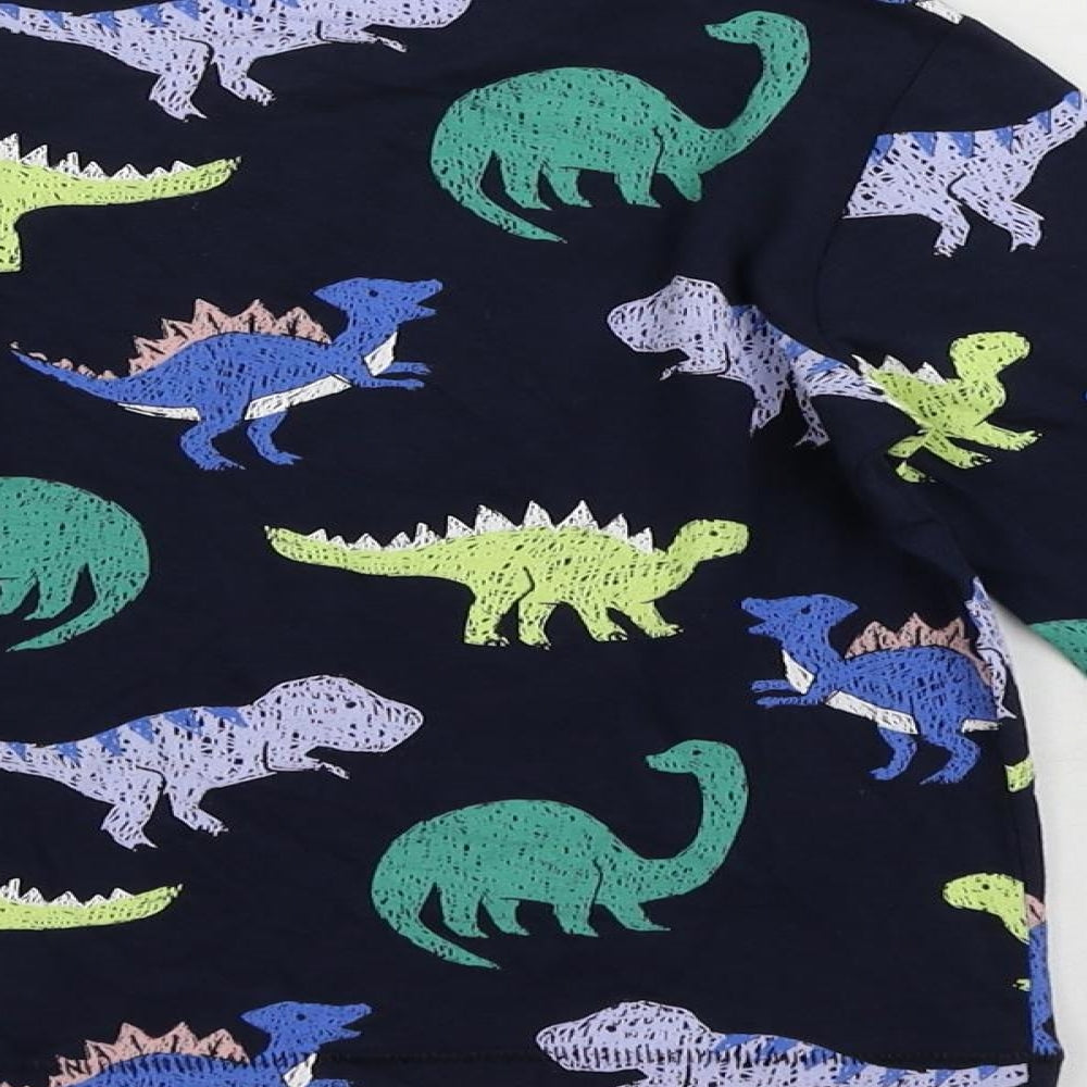 Marks and Spencer Boys Blue Geometric Cotton Pullover T-Shirt Size 3-4 Years Crew Neck Pullover - Dinosaur Print