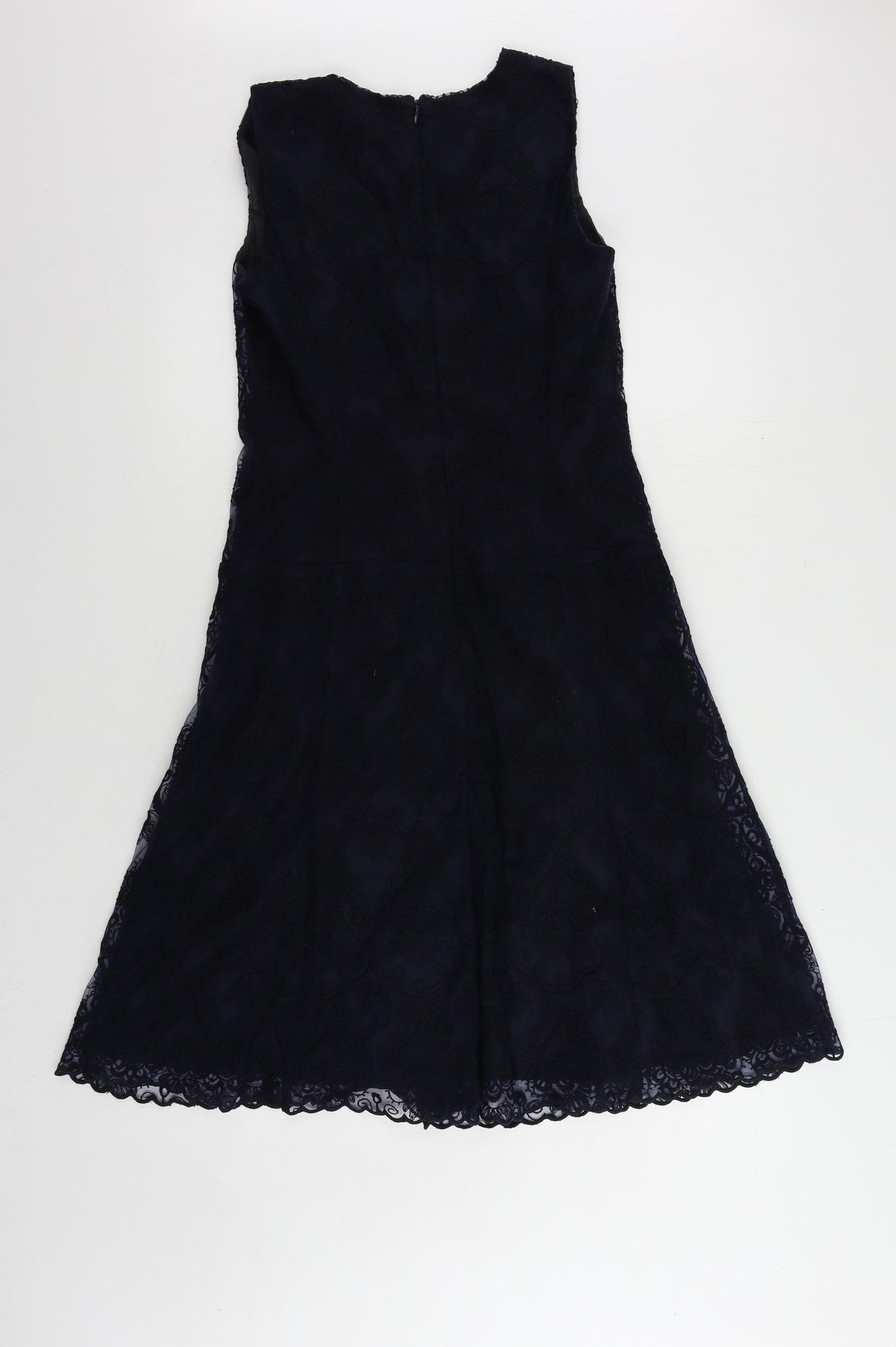 NEXT Womens Blue Cotton Fit & Flare Size 10 V-Neck Zip