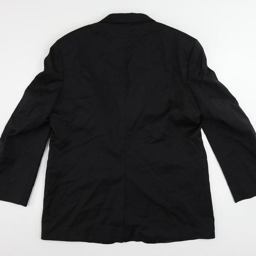 Marks and Spencer Mens Black Striped Wool Jacket Suit Jacket Size 44 Regular