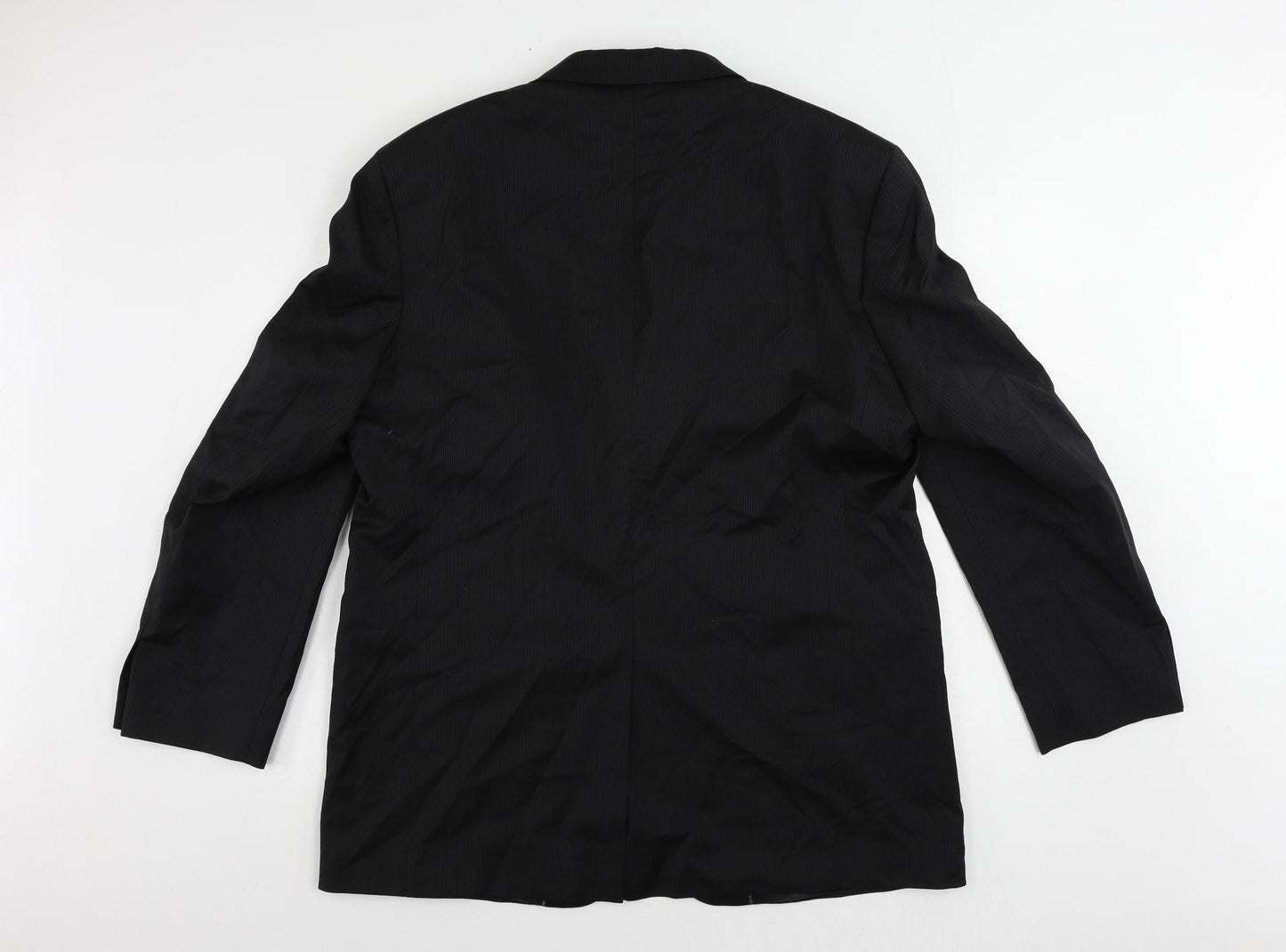 Marks and Spencer Mens Black Striped Wool Jacket Suit Jacket Size 44 Regular