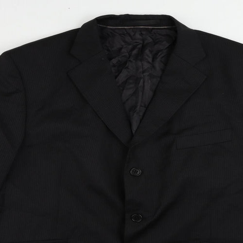 Marks and Spencer Mens Black Striped Wool Jacket Suit Jacket Size 44 Regular