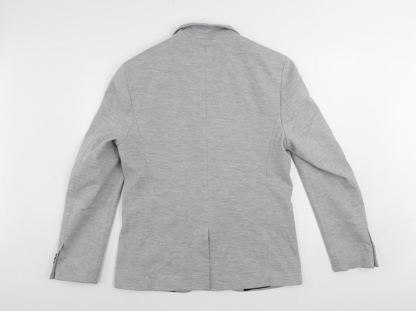 Zara Mens Grey Polyester Jacket Blazer Size 40 Regular