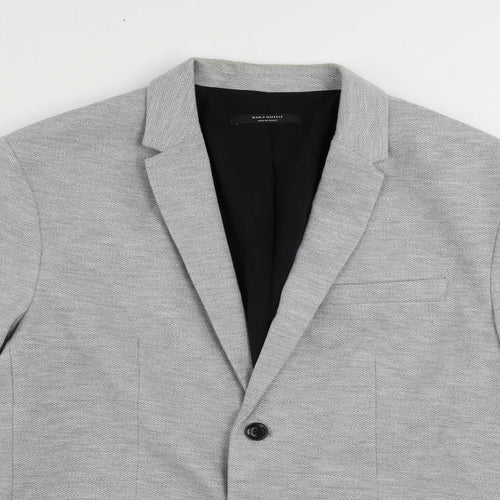 Zara Mens Grey Polyester Jacket Blazer Size 40 Regular