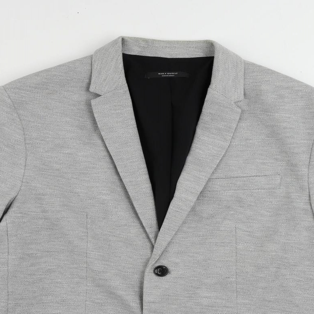 Zara Mens Grey Polyester Jacket Blazer Size 40 Regular
