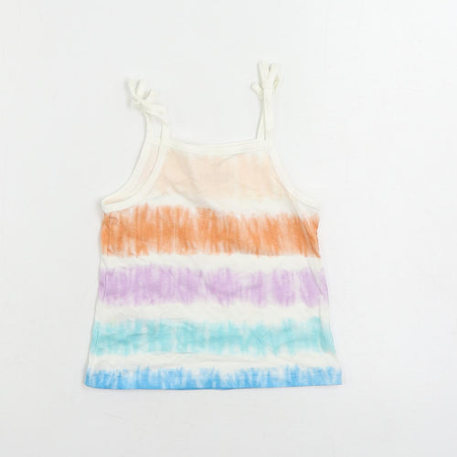 Marks and Spencer Girls Multicoloured Striped Cotton Camisole Tank Size 3-4 Years Square Neck Pullover