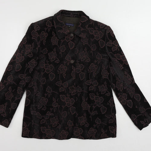 Adolfo Dominguez Womens Purple Floral Jacket Blazer Size 12 Button