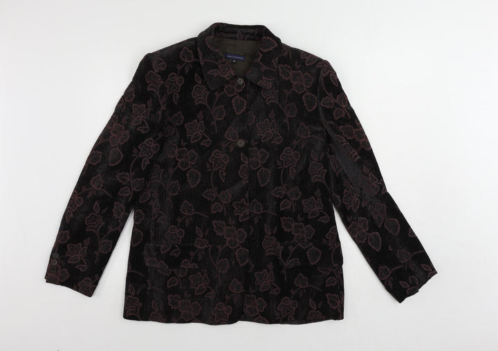 Adolfo Dominguez Womens Purple Floral Jacket Blazer Size 12 Button
