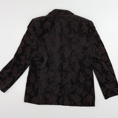 Adolfo Dominguez Womens Purple Floral Jacket Blazer Size 12 Button