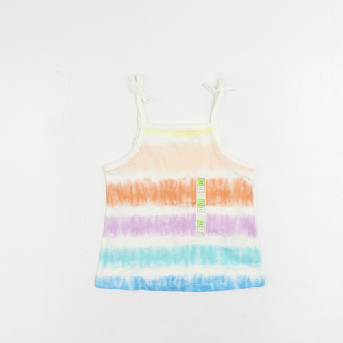 Marks and Spencer Girls Multicoloured Striped Cotton Camisole Tank Size 3-4 Years Square Neck Pullover
