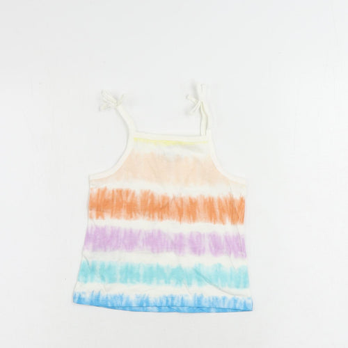 Marks and Spencer Girls Multicoloured Striped Cotton Camisole Tank Size 3-4 Years Square Neck Pullover