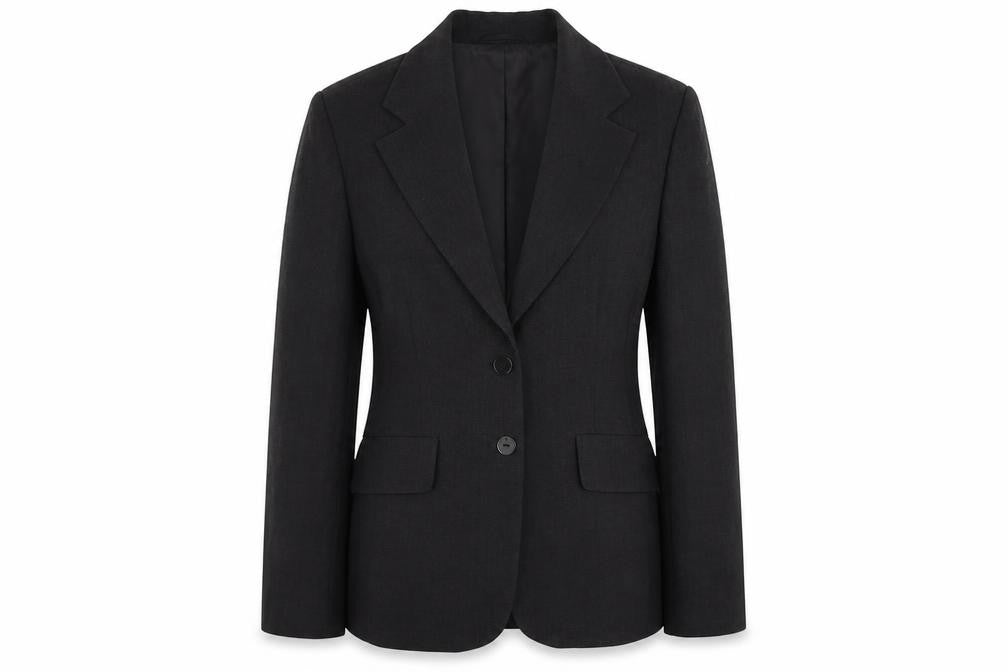 Front view of Per Una women’s grey jacket blazer, size UK 12, button