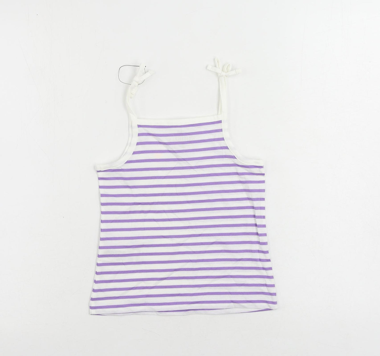 Marks and Spencer Girls Purple Striped Cotton Camisole Tank Size 4-5 Years Square Neck Pullover