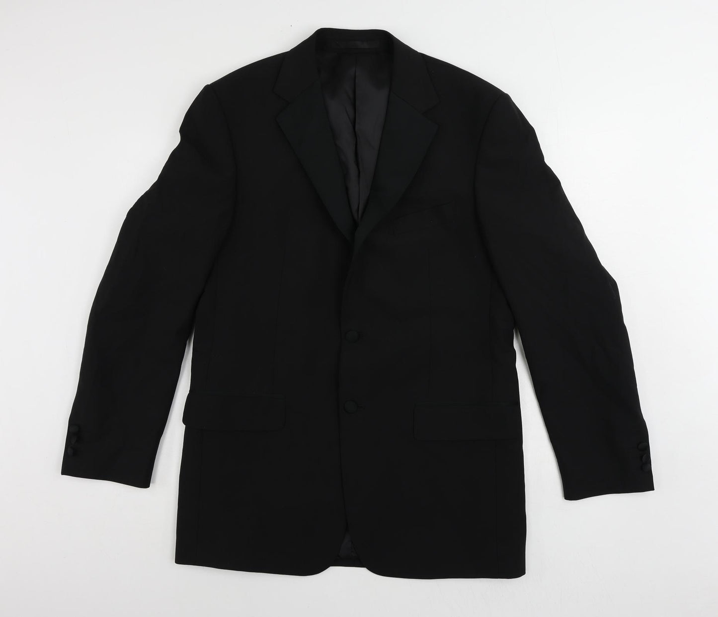 Marks and Spencer Mens Black Wool Tuxedo Suit Jacket Size 40 Regular