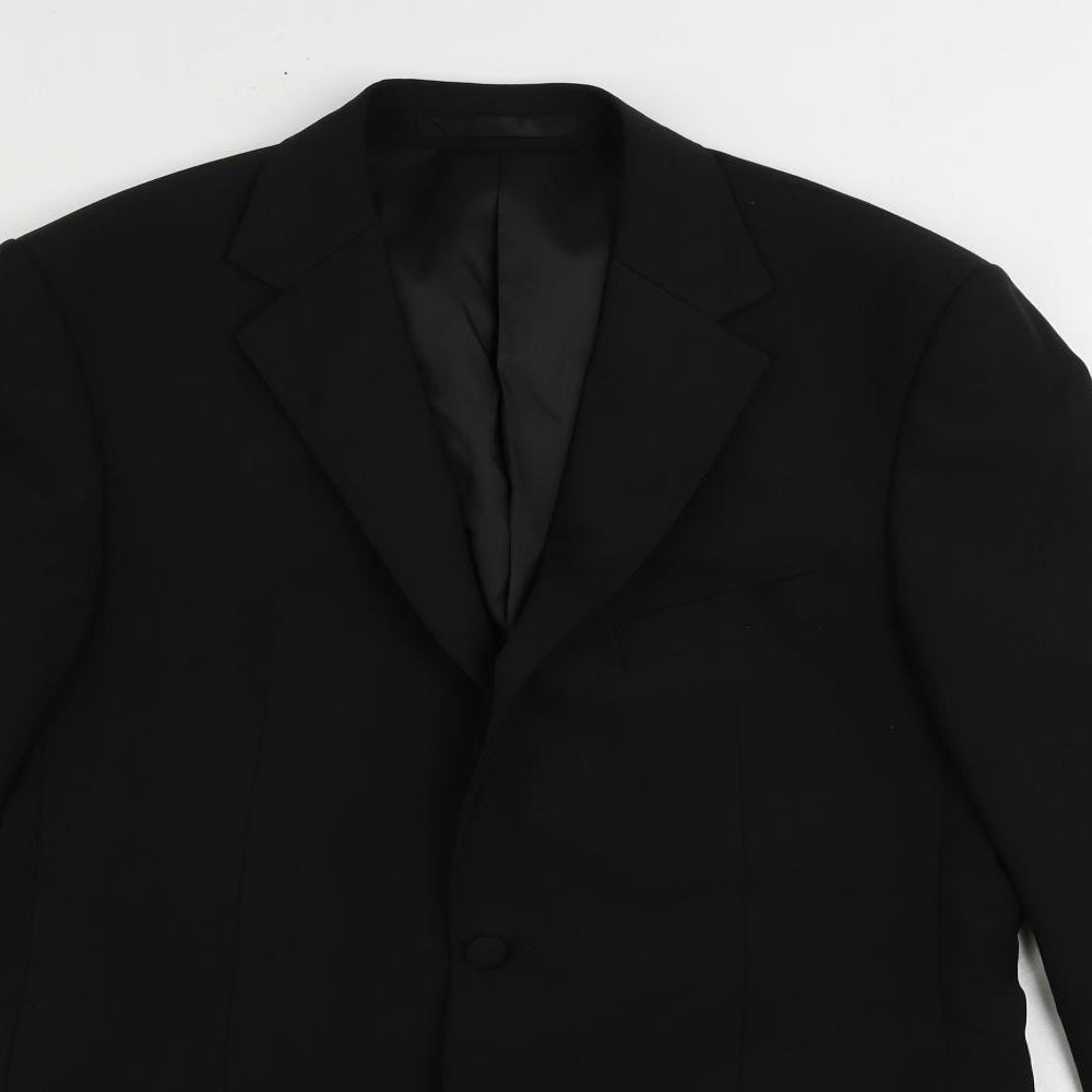 Marks and Spencer Mens Black Wool Tuxedo Suit Jacket Size 40 Regular