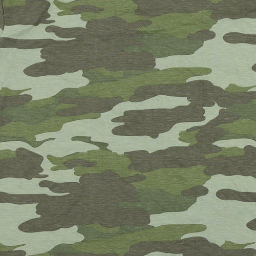 Marks and Spencer Boys Green Camouflage Cotton Pullover T-Shirt Size 8-9 Years Crew Neck Pullover