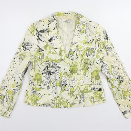 Planet Womens Ivory Floral Jacket Blazer Size 14 Button