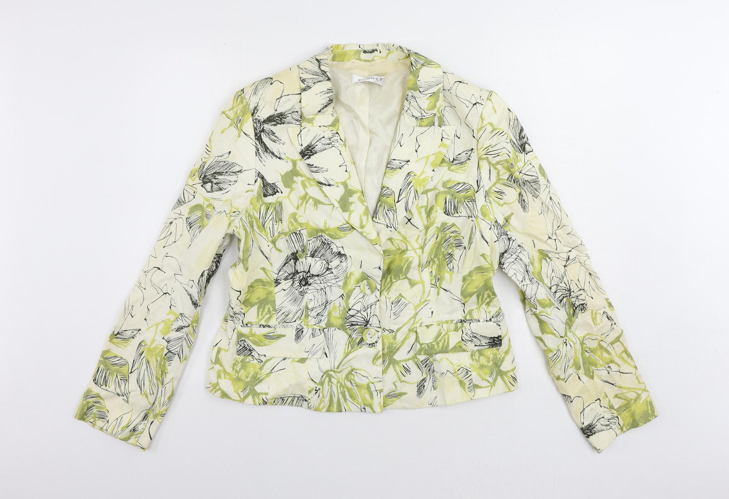 Planet Womens Ivory Floral Jacket Blazer Size 14 Button