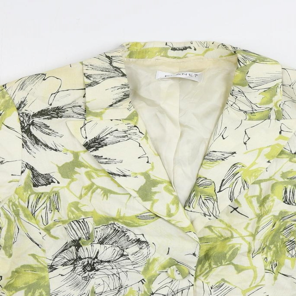 Planet Womens Ivory Floral Jacket Blazer Size 14 Button