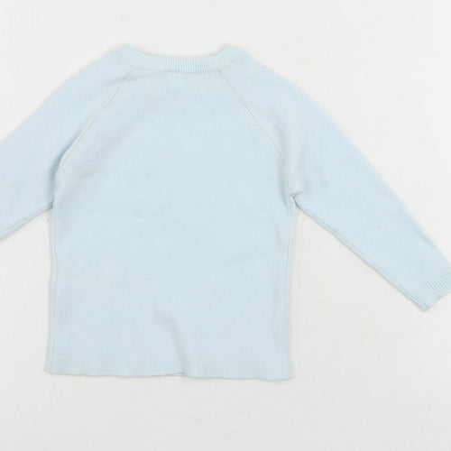 Marks and Spencer Baby Blue Viscose Pullover Jumper Size 9-12 Months Button - Embroidered