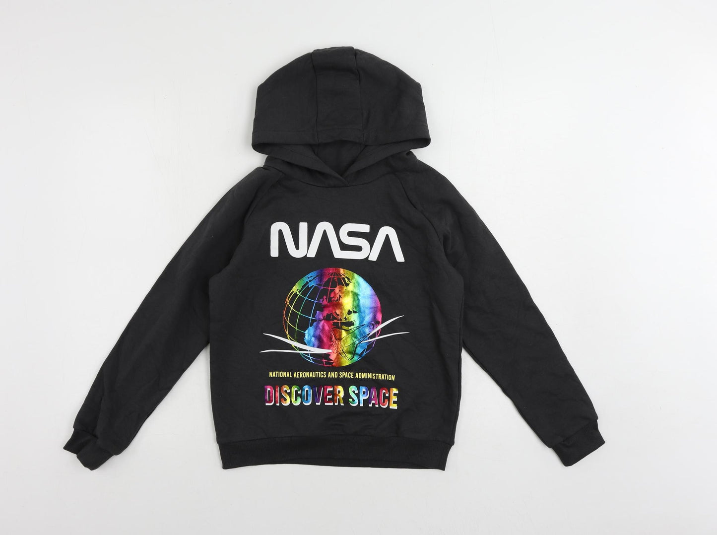 Marks and Spencer Girls Grey Cotton Pullover Hoodie Size 10-11 Years Pullover - NASA