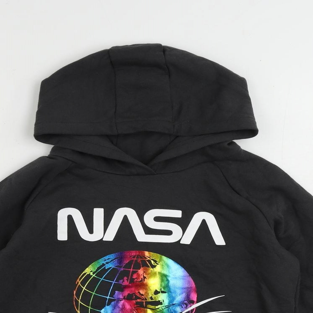 Marks and Spencer Girls Grey Cotton Pullover Hoodie Size 10-11 Years Pullover - NASA