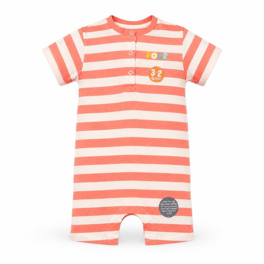 Marks and Spencer Girls Pink Striped Cotton Romper One-Piece Size 2-3 Years Snap