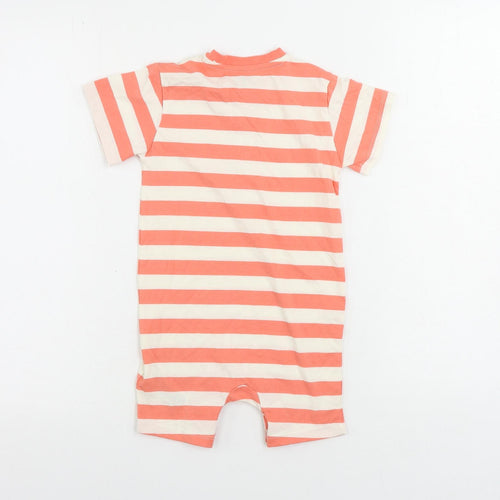 Marks and Spencer Girls Pink Striped Cotton Romper One-Piece Size 2-3 Years Snap