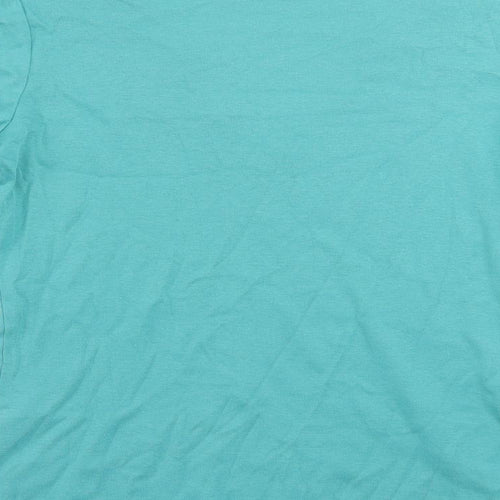 Per Una Womens Green Cotton Basic T-Shirt Size 10 V-Neck - Embroidered