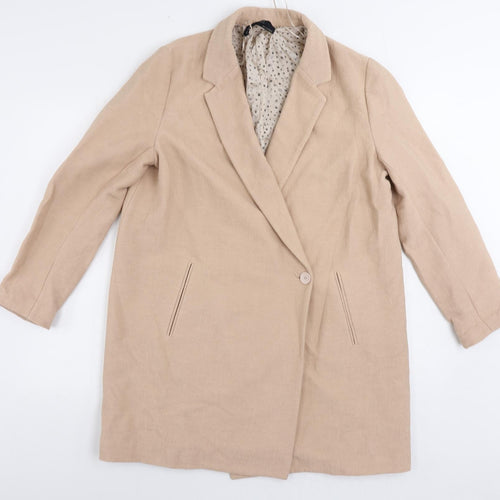 Zara Womens Pink Overcoat Coat Size L Button