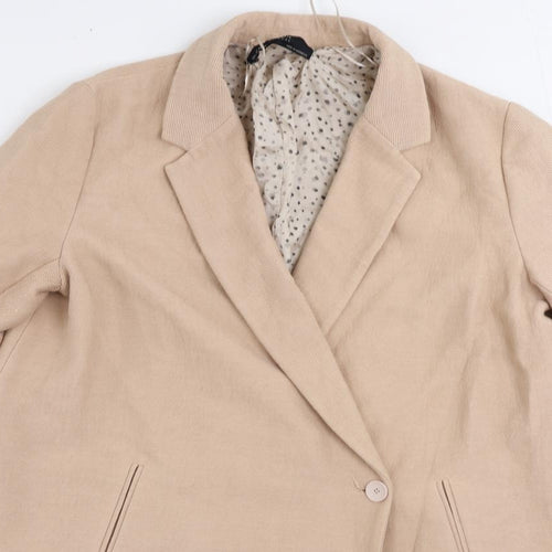 Zara Womens Pink Overcoat Coat Size L Button