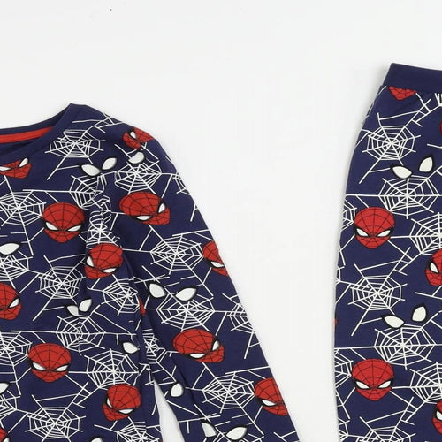 Marks and Spencer Boys Blue Geometric Cotton Pyjama Set Size 7-8 Years Pullover - Spider-Man
