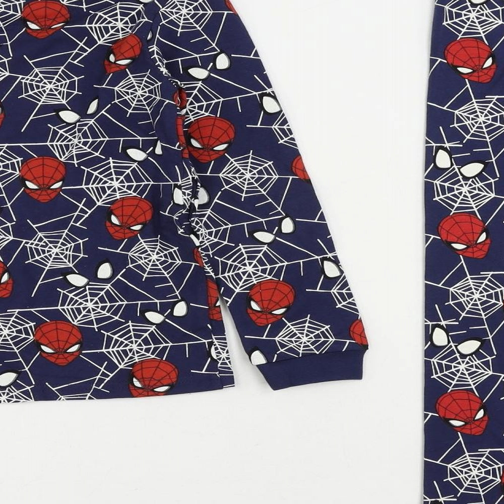 Marks and Spencer Boys Blue Geometric Cotton Pyjama Set Size 7-8 Years Pullover - Spider-Man