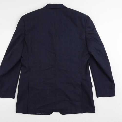 Racing Green Mens Blue Plaid Wool Jacket Suit Jacket Size 44 Regular