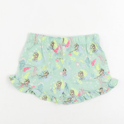 Marks and Spencer Girls Green Floral Cotton Top Sleep Shorts Size 5-6 Years Drawstring - Frozen