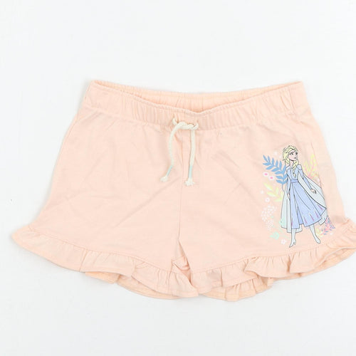 Marks and Spencer Girls Pink Solid Cotton Top Sleep Shorts Size 5-6 Years - Frozen