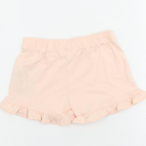 Marks and Spencer Girls Pink Solid Cotton Top Sleep Shorts Size 5-6 Years - Frozen