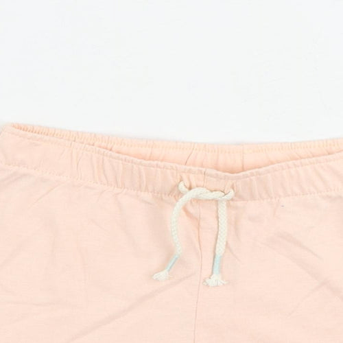Marks and Spencer Girls Pink Solid Cotton Top Sleep Shorts Size 5-6 Years - Frozen