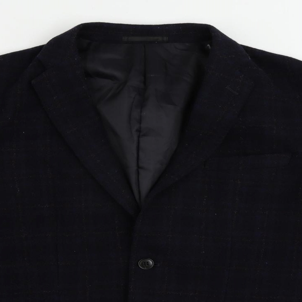 Uniqlo Mens Blue Plaid Jacket Blazer Size S Button