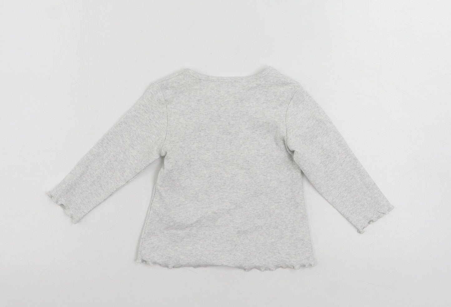 Marks and Spencer Baby Grey Cotton Pullover T-Shirt Size 9-12 Months Crew Neck Pullover