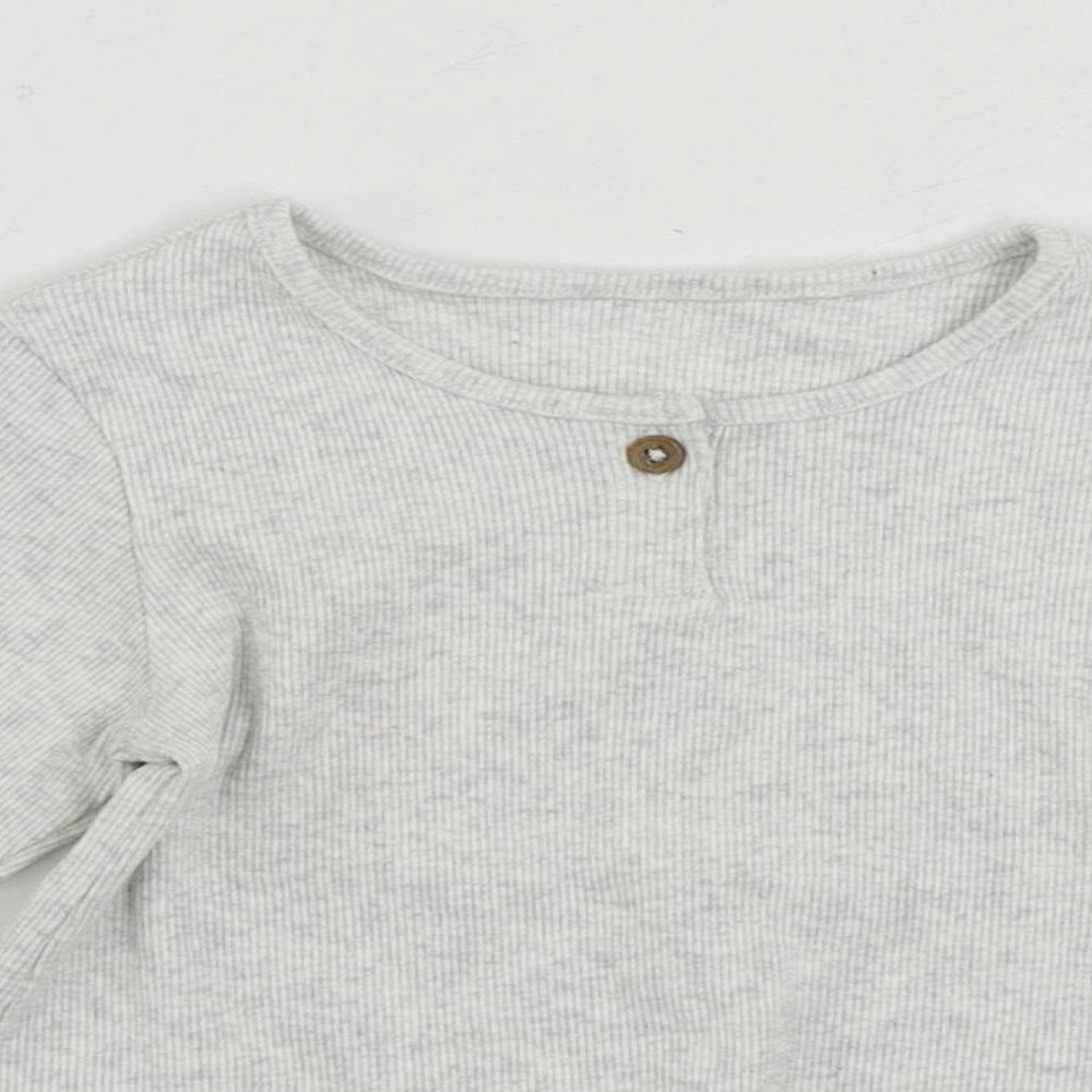 Marks and Spencer Baby Grey Cotton Pullover T-Shirt Size 9-12 Months Crew Neck Pullover