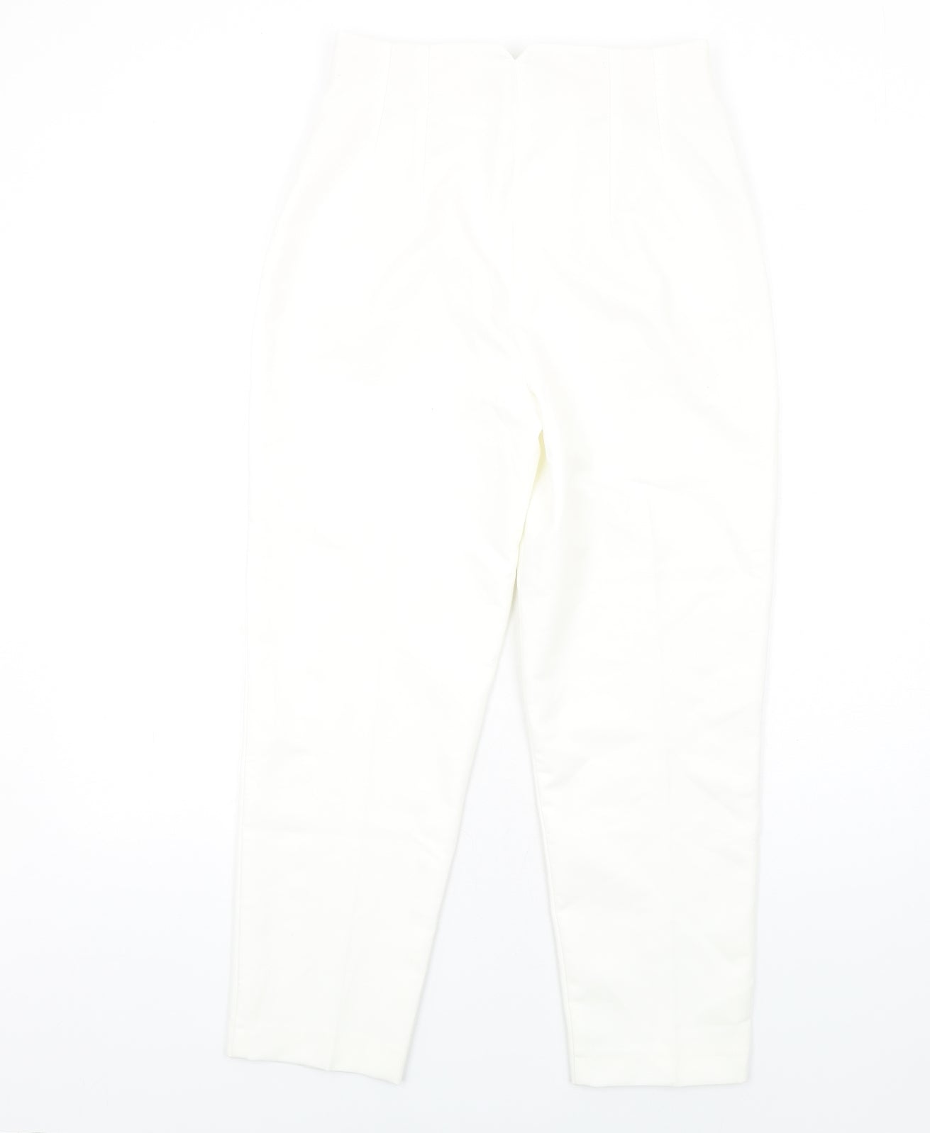 Zara Womens White Polyester Trousers Size M L27 in Regular Zip