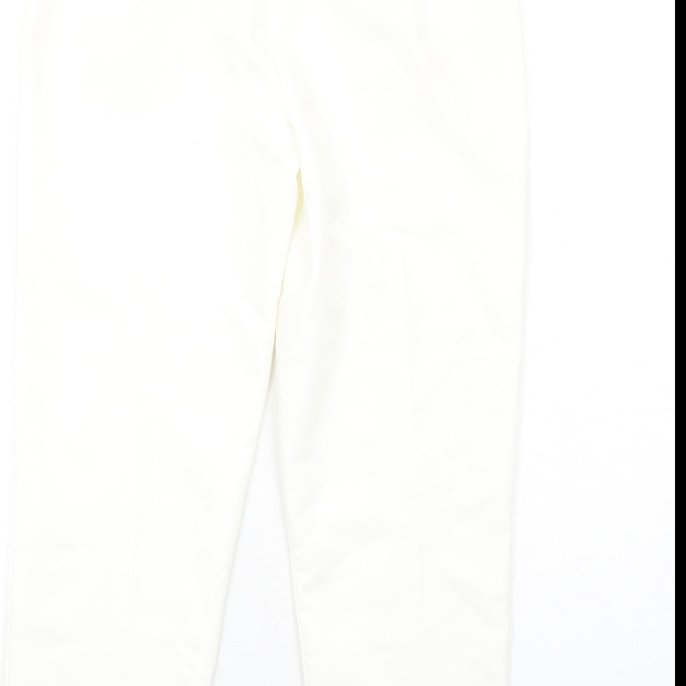 Zara Womens White Polyester Trousers Size M L27 in Regular Zip