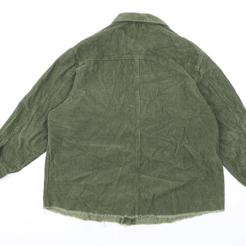 New Look Womens Green Cotton Basic Button-Up Size 14 Collared