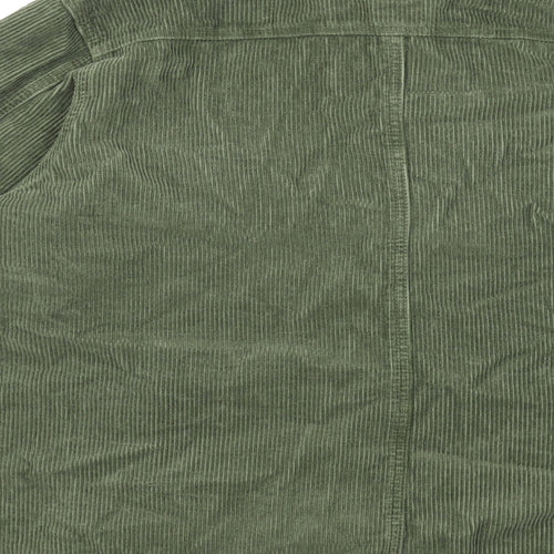 New Look Womens Green Cotton Basic Button-Up Size 14 Collared